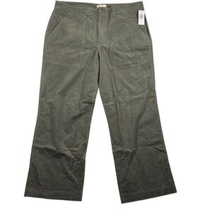 Weatherproof Vintage Womens Olive Green Corduroy Wide Leg Utility Pants 14 NEW